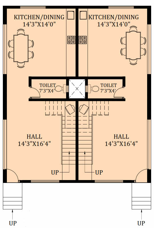 Twin Bungalow Ground Floor Plan